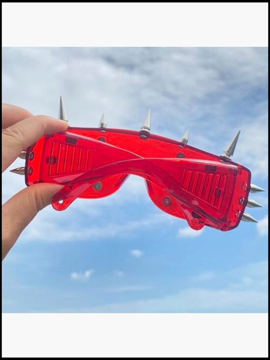 Punk Rocker Large Shield Spike Fashion Sunglasses with UV400 Protection main image 4